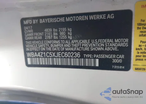 2018 BMW 430I из США, поврежденный, VIN WBA4Z1C5XJEC60236